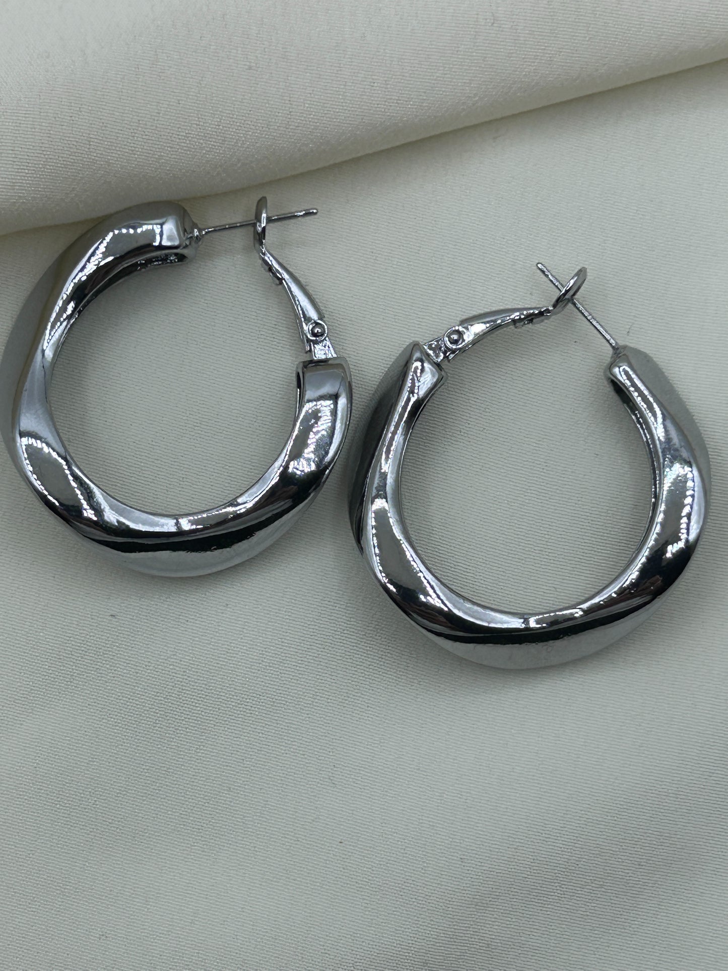 Distorted Hoops Earrings Silver