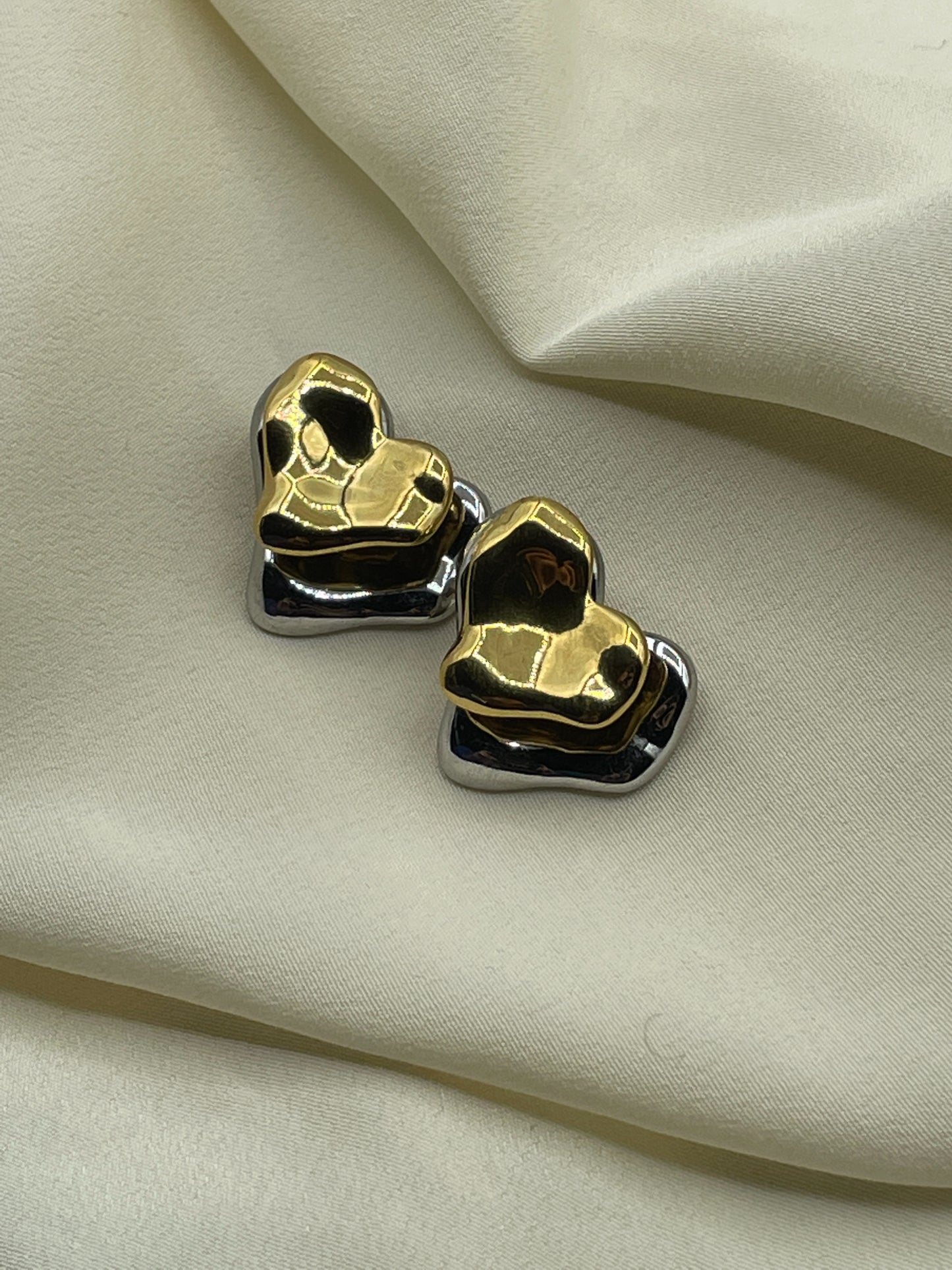 Double Bicolor Hearts Earrings