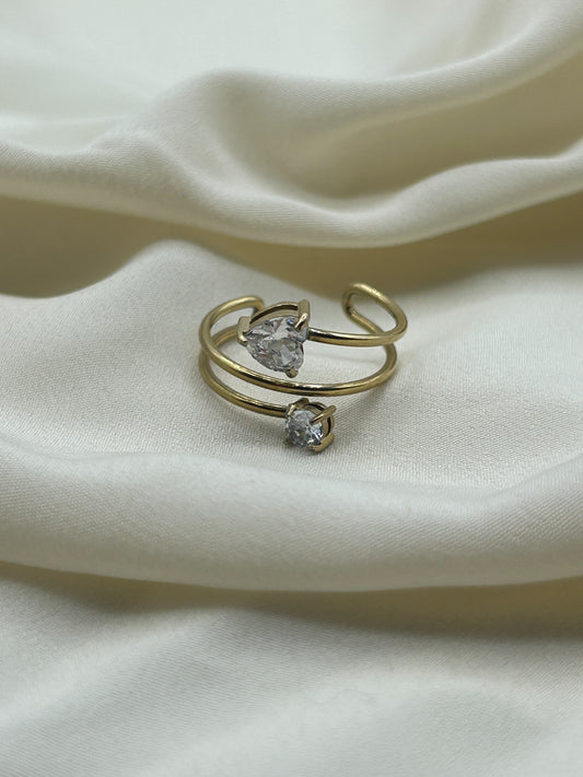 Double Diamond Ring Gold