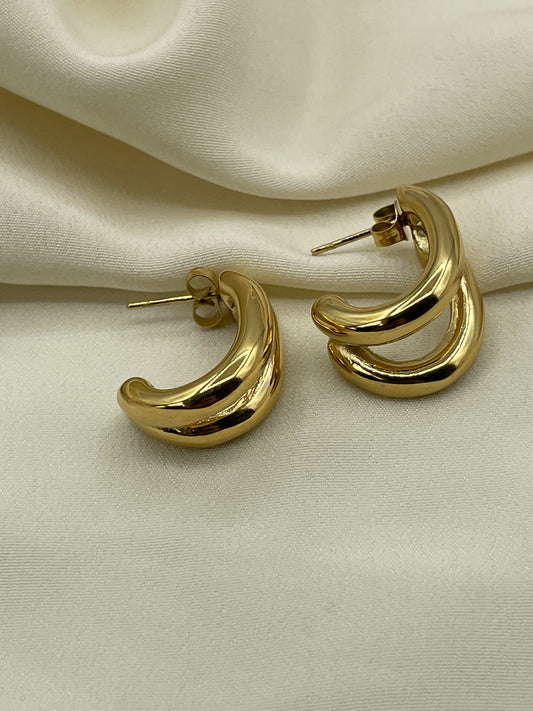 Double Hoops Gold Earrings