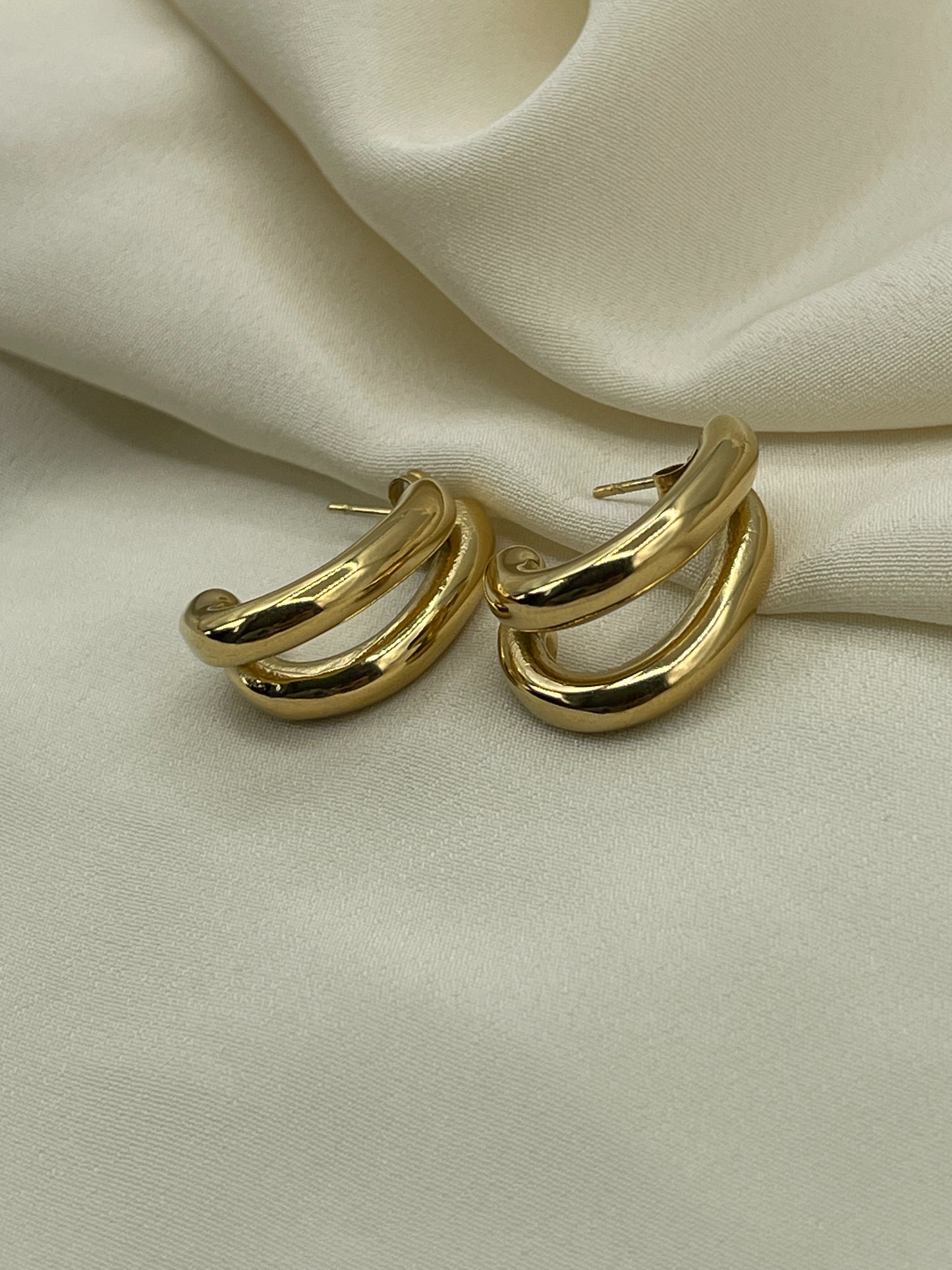 Double Hoops Gold Earrings