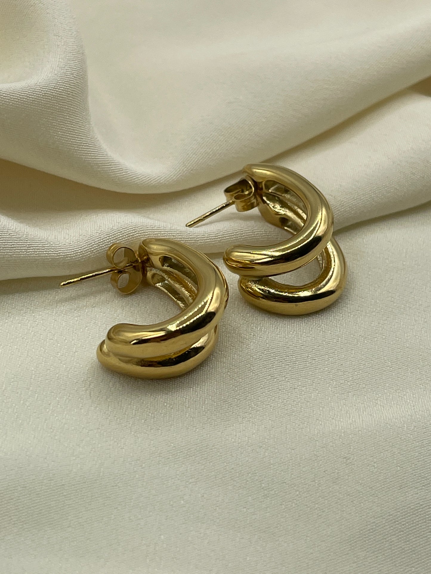 Double Hoops Gold Earrings