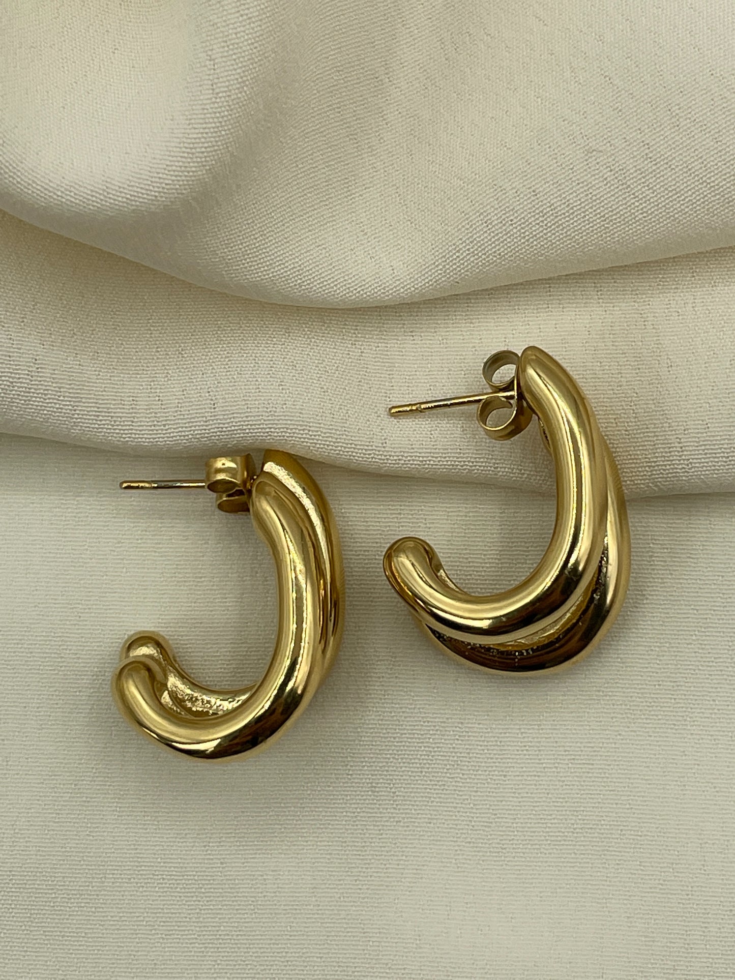 Double Hoops Gold Earrings