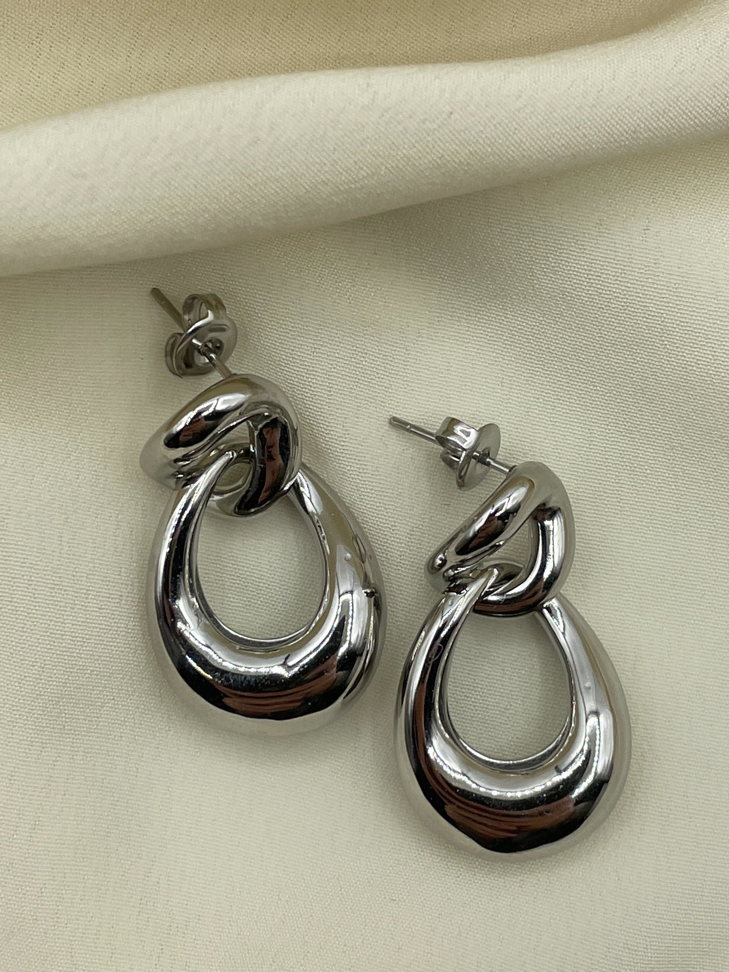 Double Hoops Pendant Earrings Silver