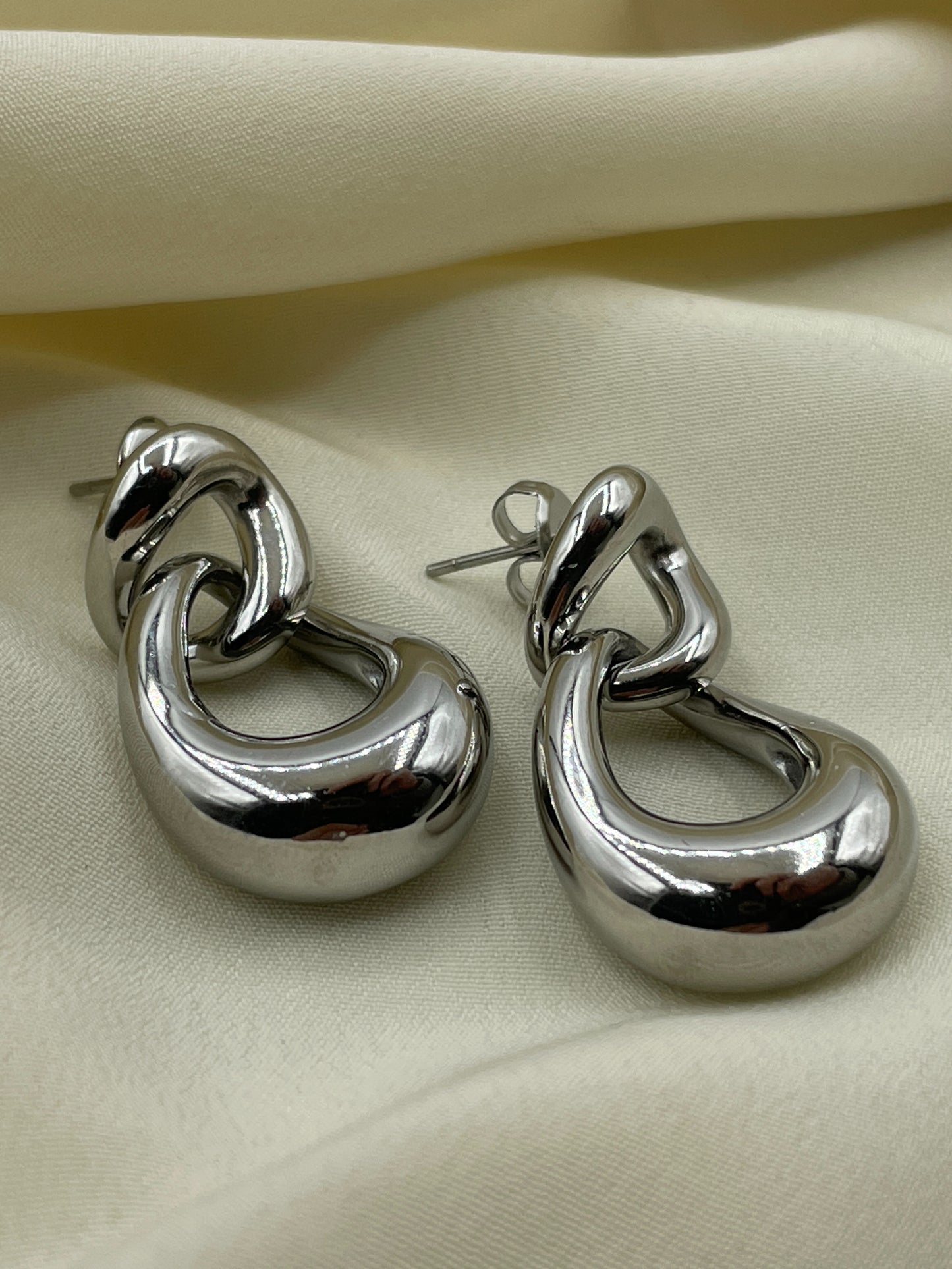 Double Hoops Pendant Earrings Silver