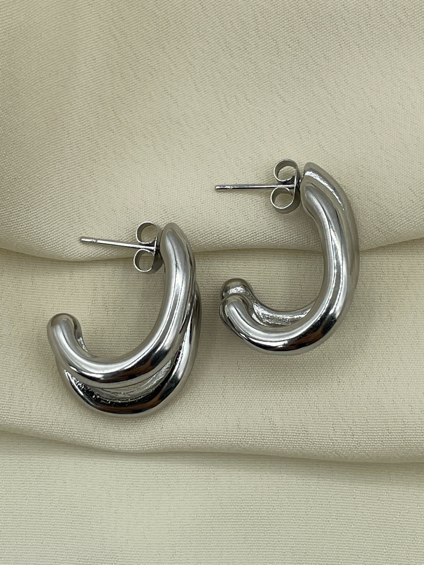 Double Hoops Silver Earrings