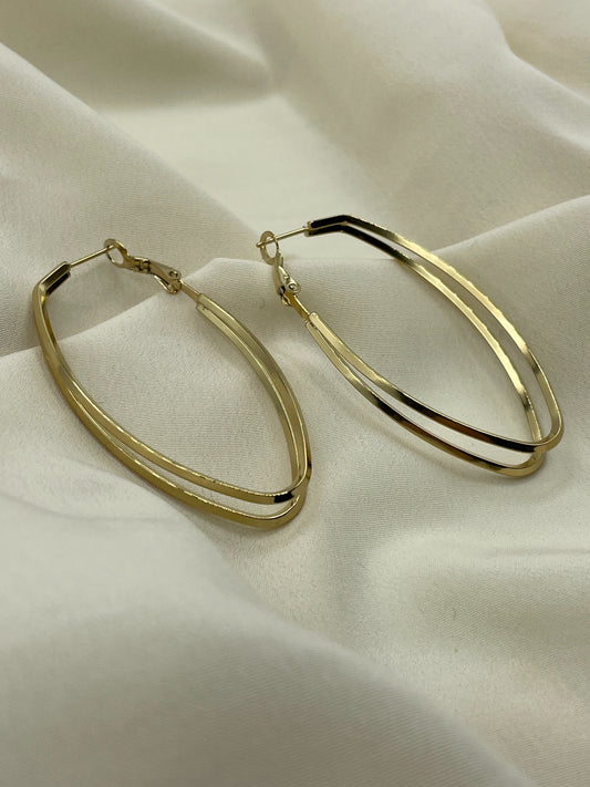 Double Oval Hoops Earrings Gold