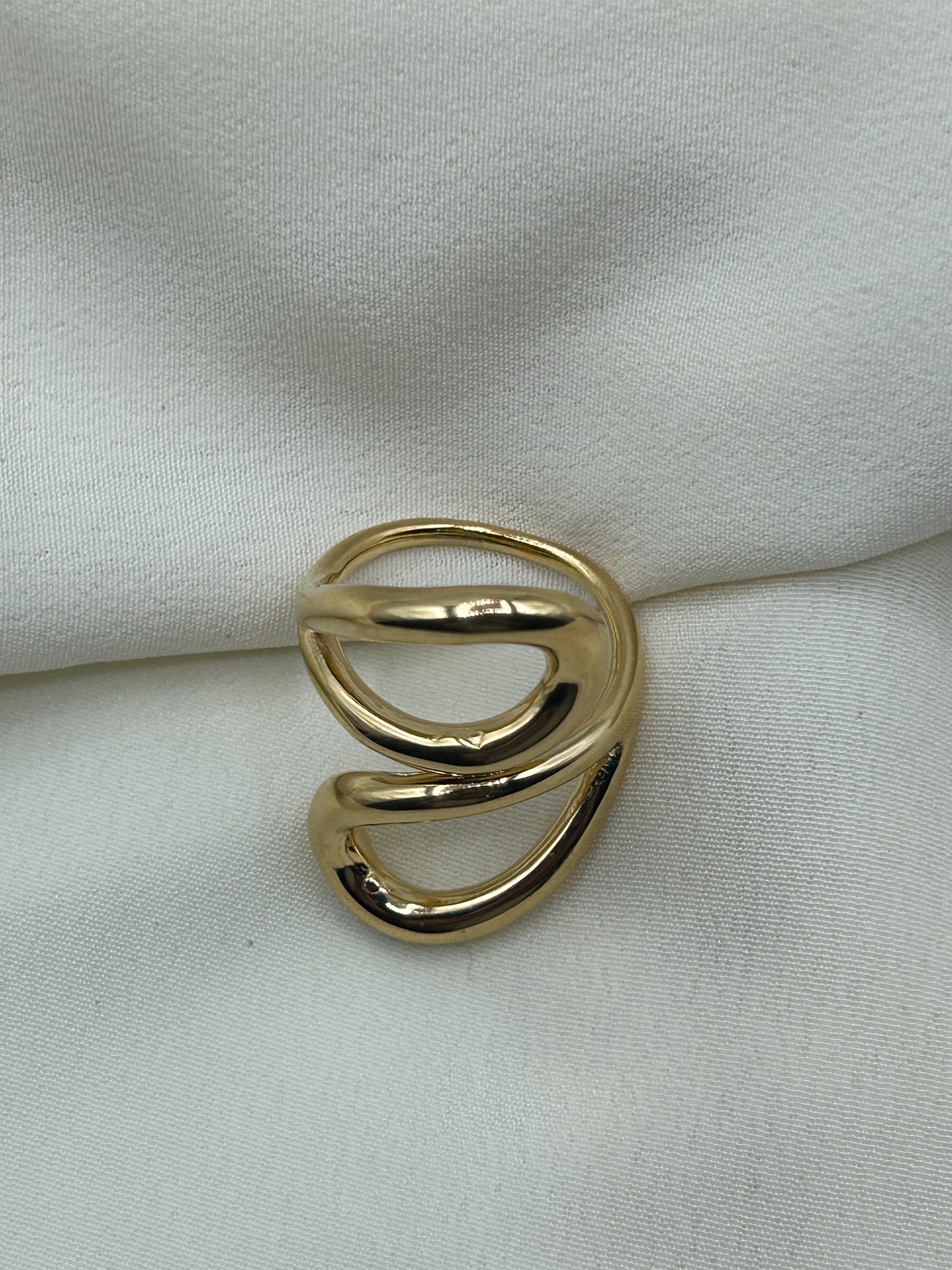 Double Tear Line Ring Gold