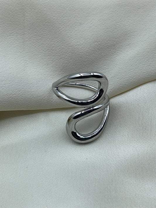 Double Tear Line Ring Silver