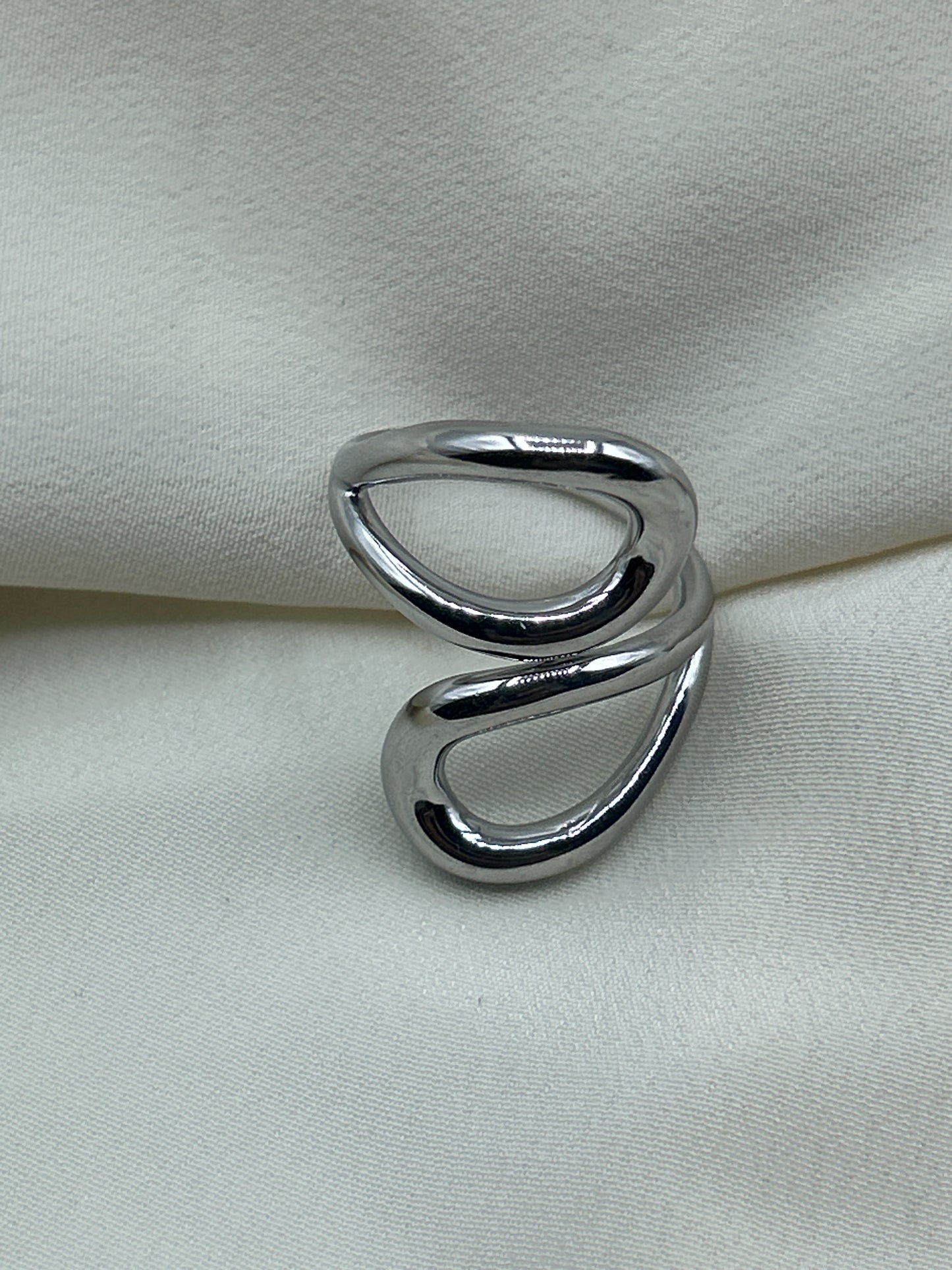 Double Tear Line Ring Silver