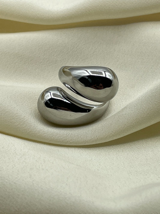 Double Tear Ring Silver