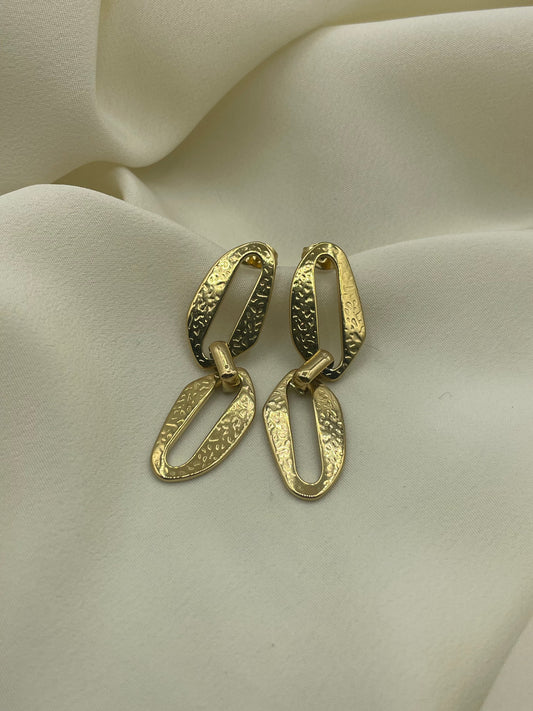 Hammered Pendant Earrings Gold