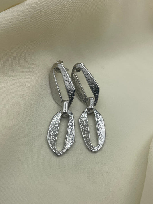 Hammered Pendant Earrings Silver
