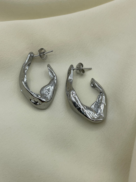 Lava Hoop Earrings Silver