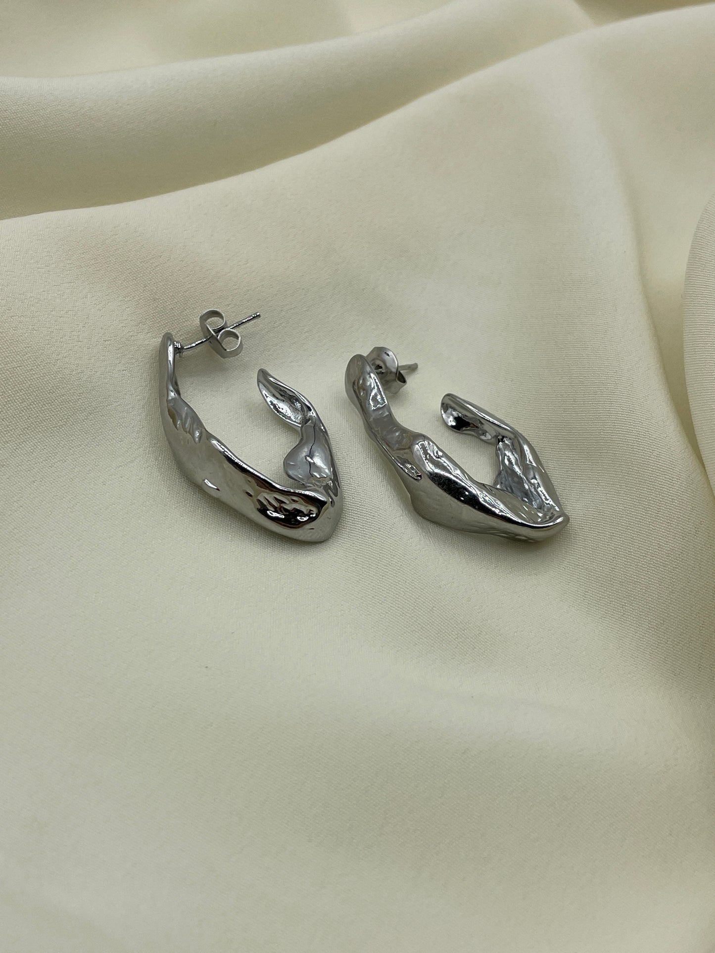 Lava Hoop Earrings Silver