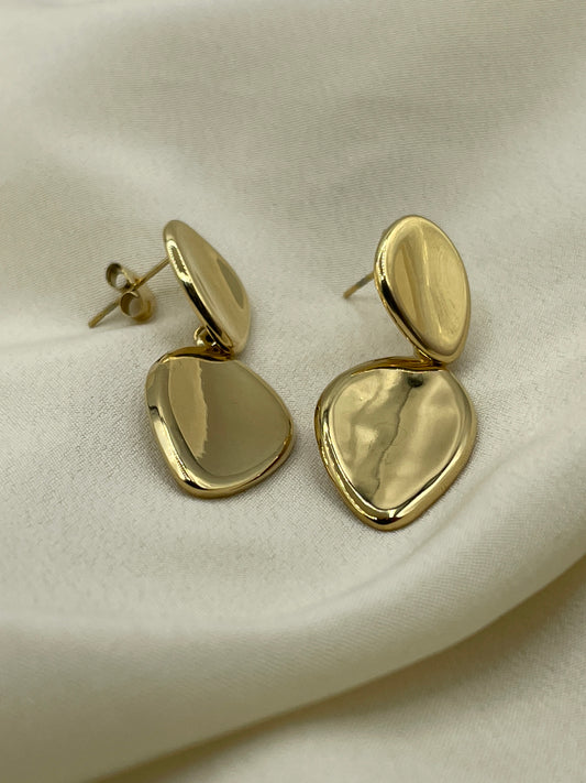 Flat Double Earrings  Gold