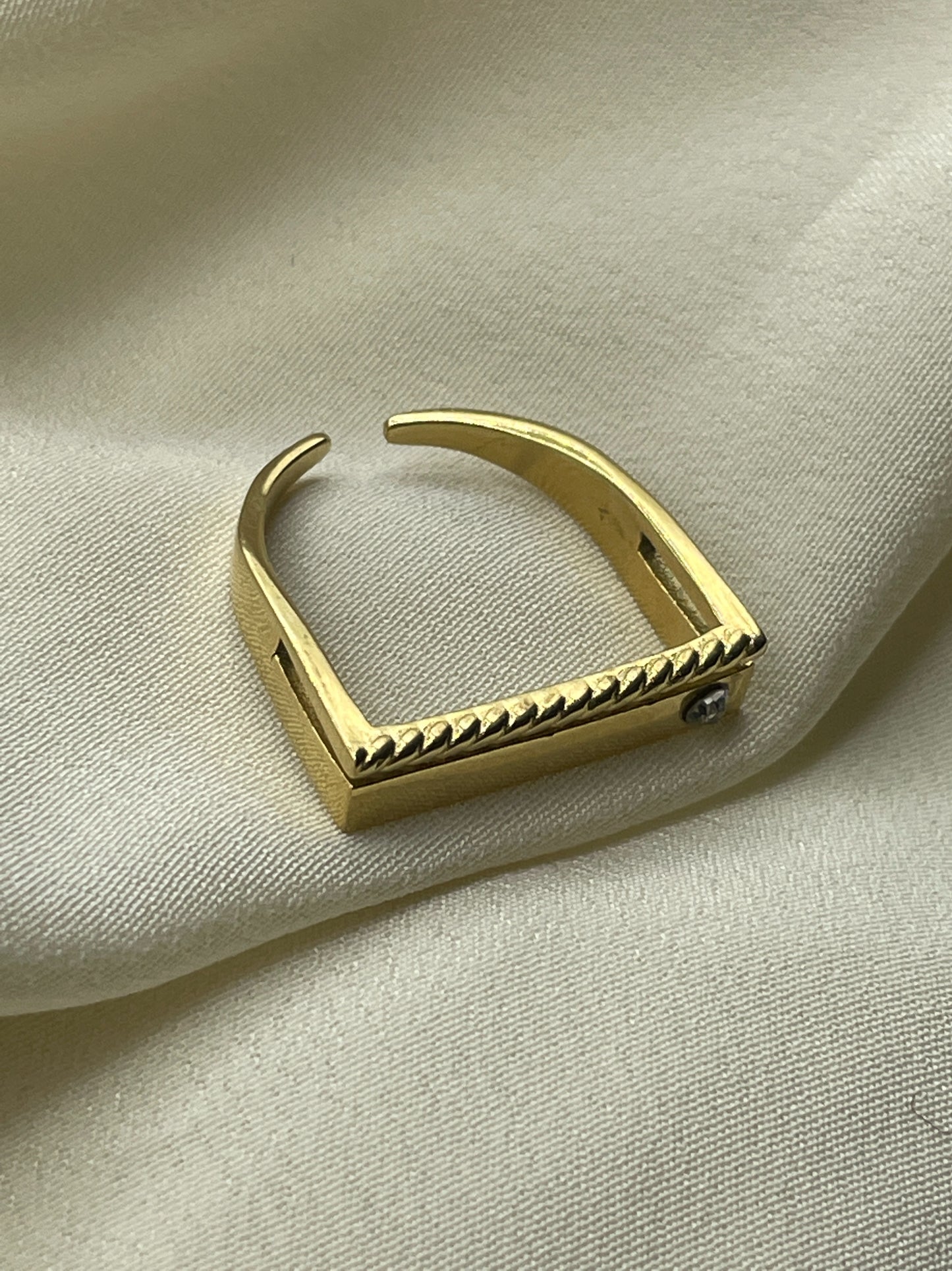 Flat Rectangular Ring Gold