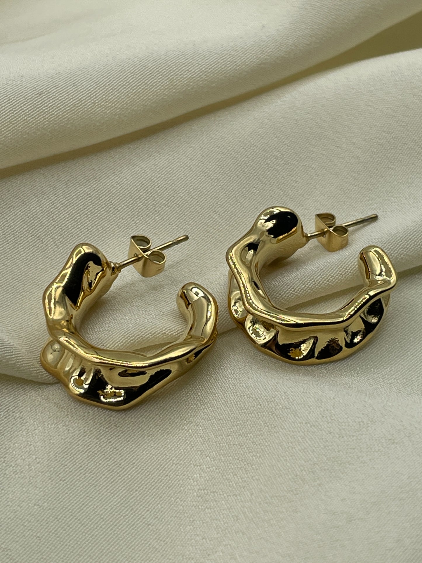 Folded Hoops Gold Earrings