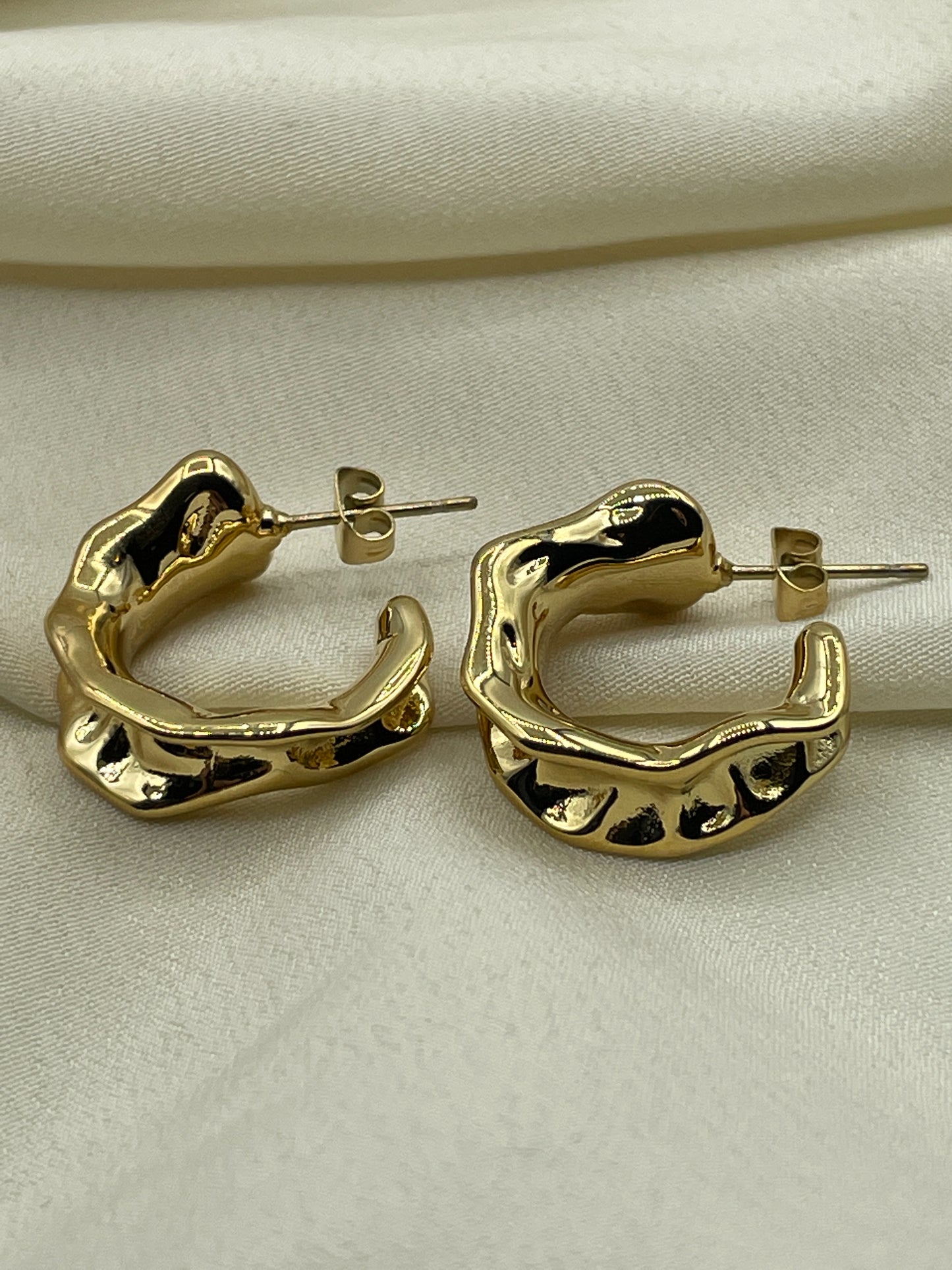 Folded Hoops Gold Earrings