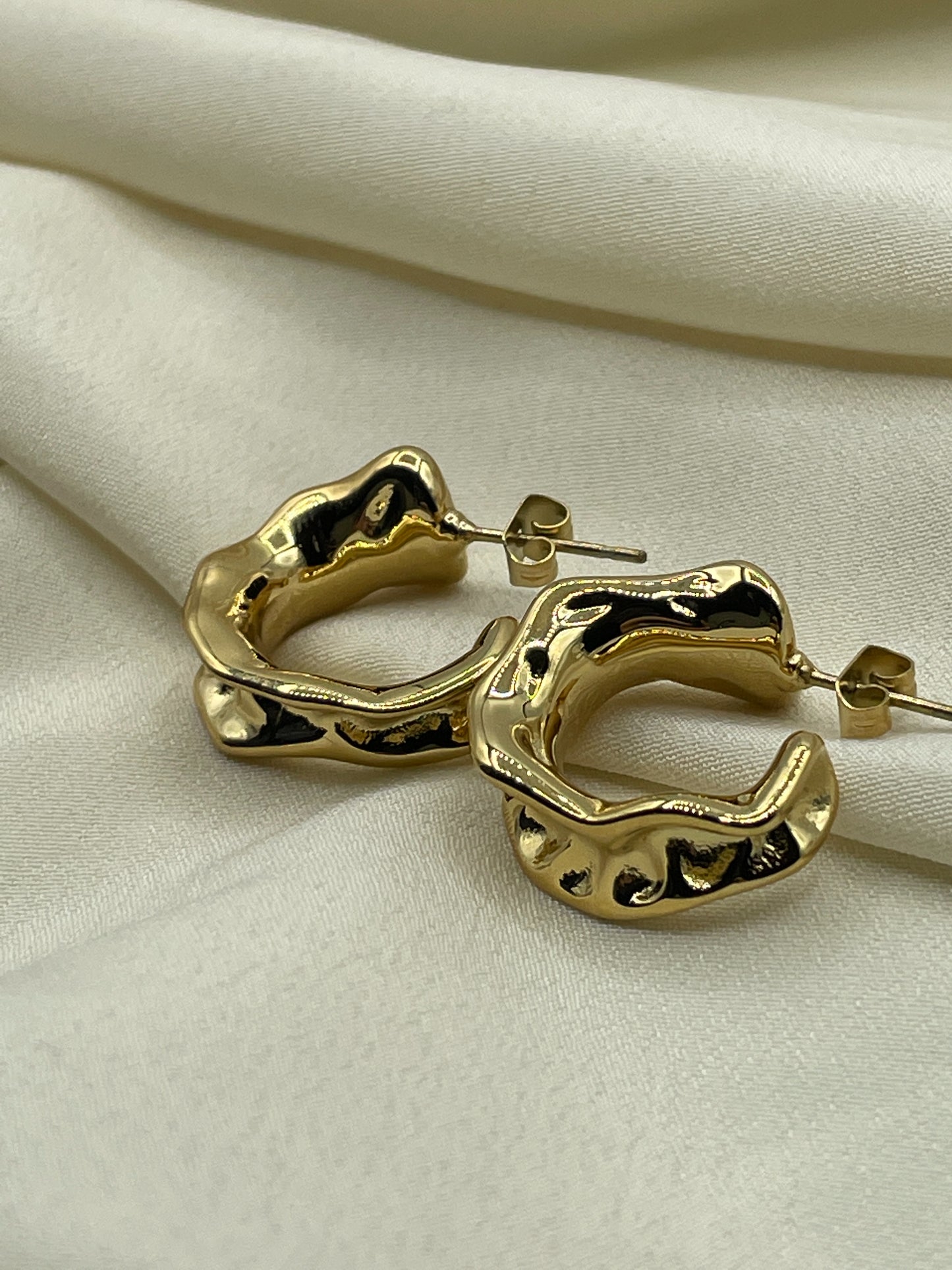 Folded Hoops Gold Earrings