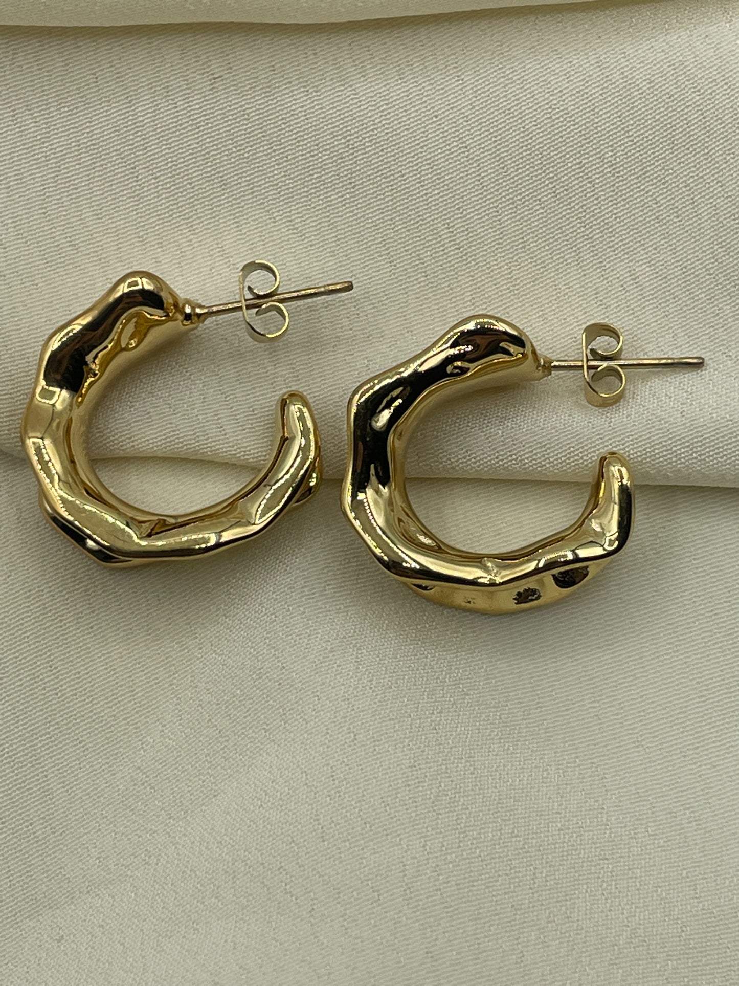 Folded Hoops Gold Earrings