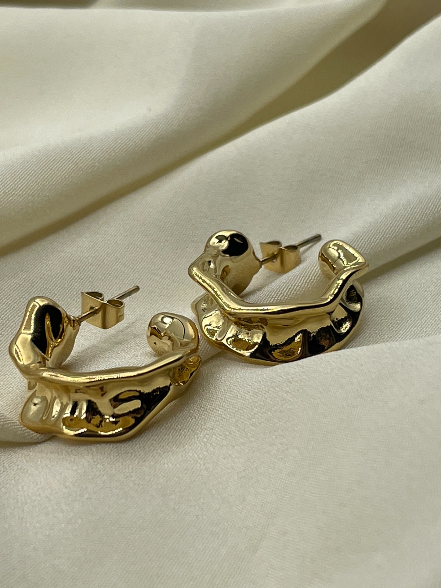 Folded Hoops Gold Earrings