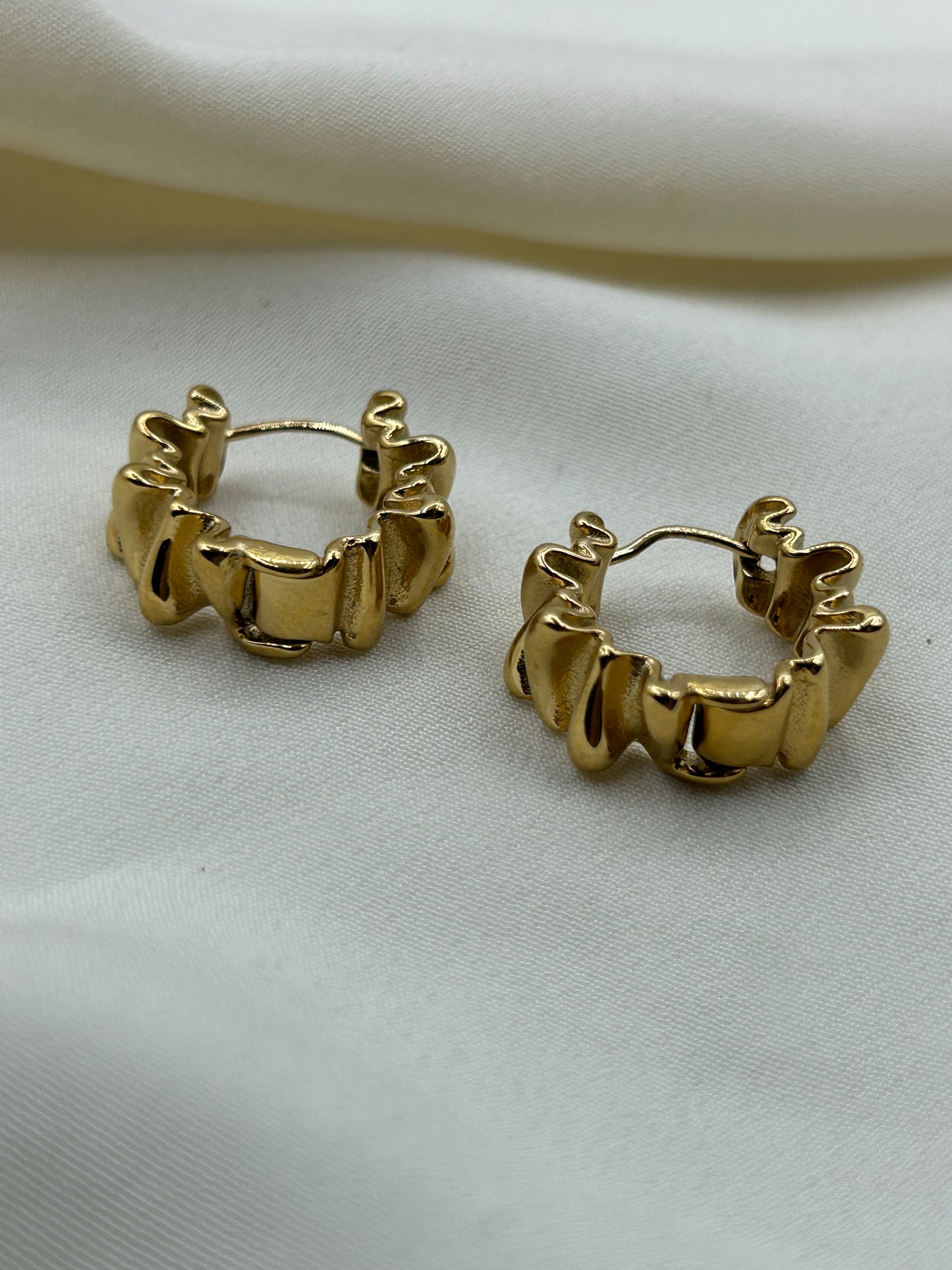 Folded Mini Hoops Earrings Gold