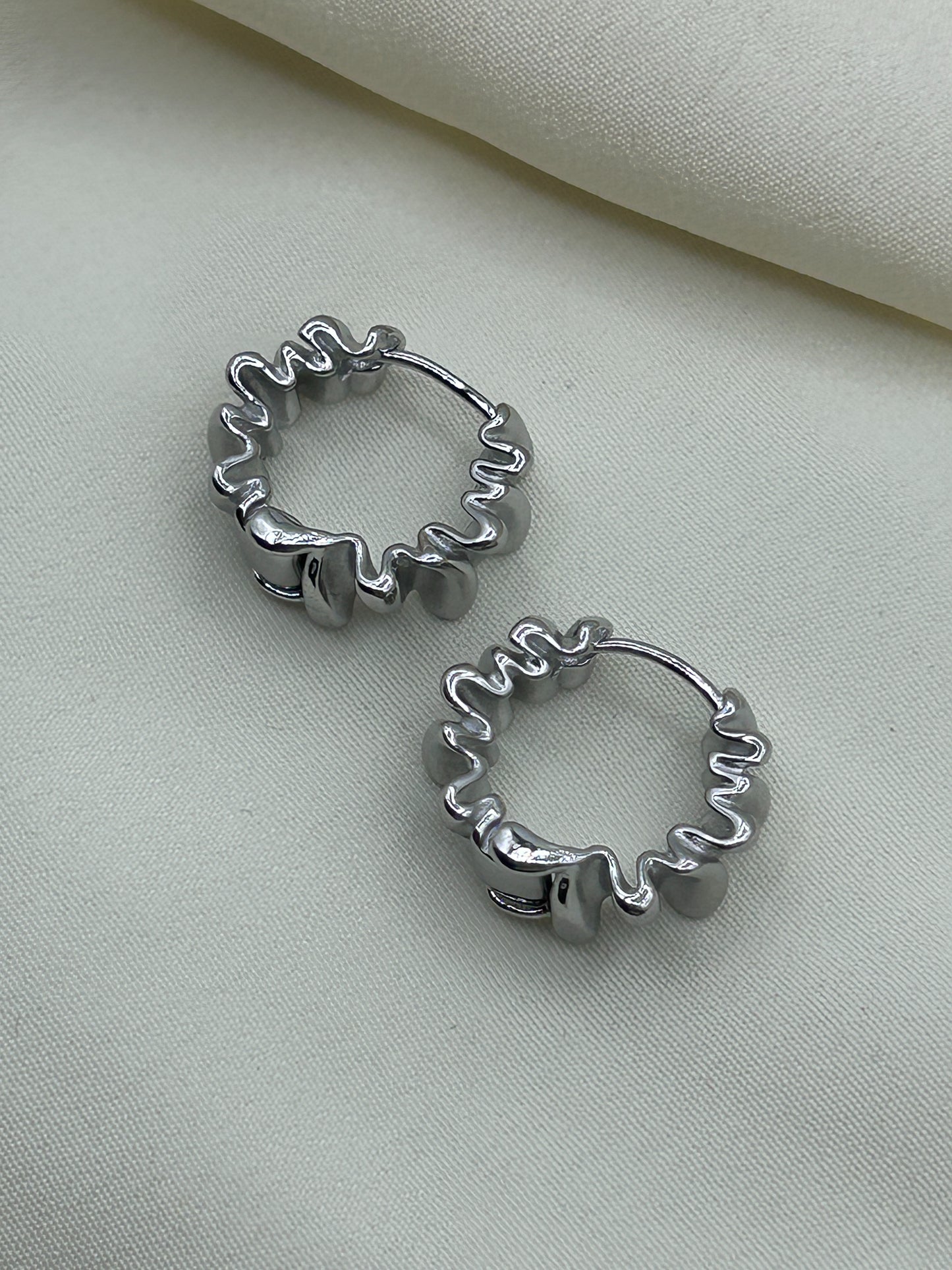 Folded Mini Hoops Earrings Silver