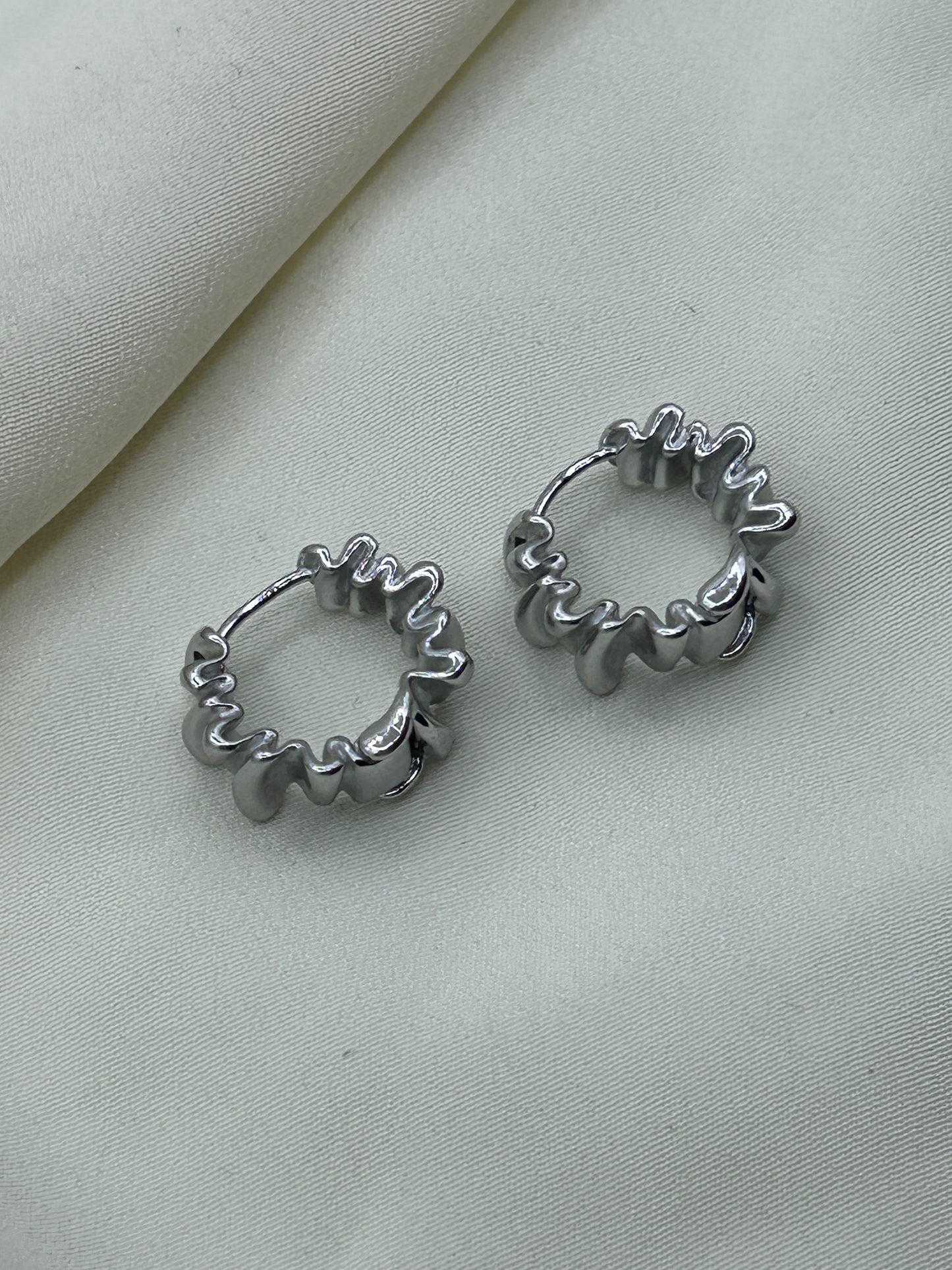 Folded Mini Hoops Earrings Silver