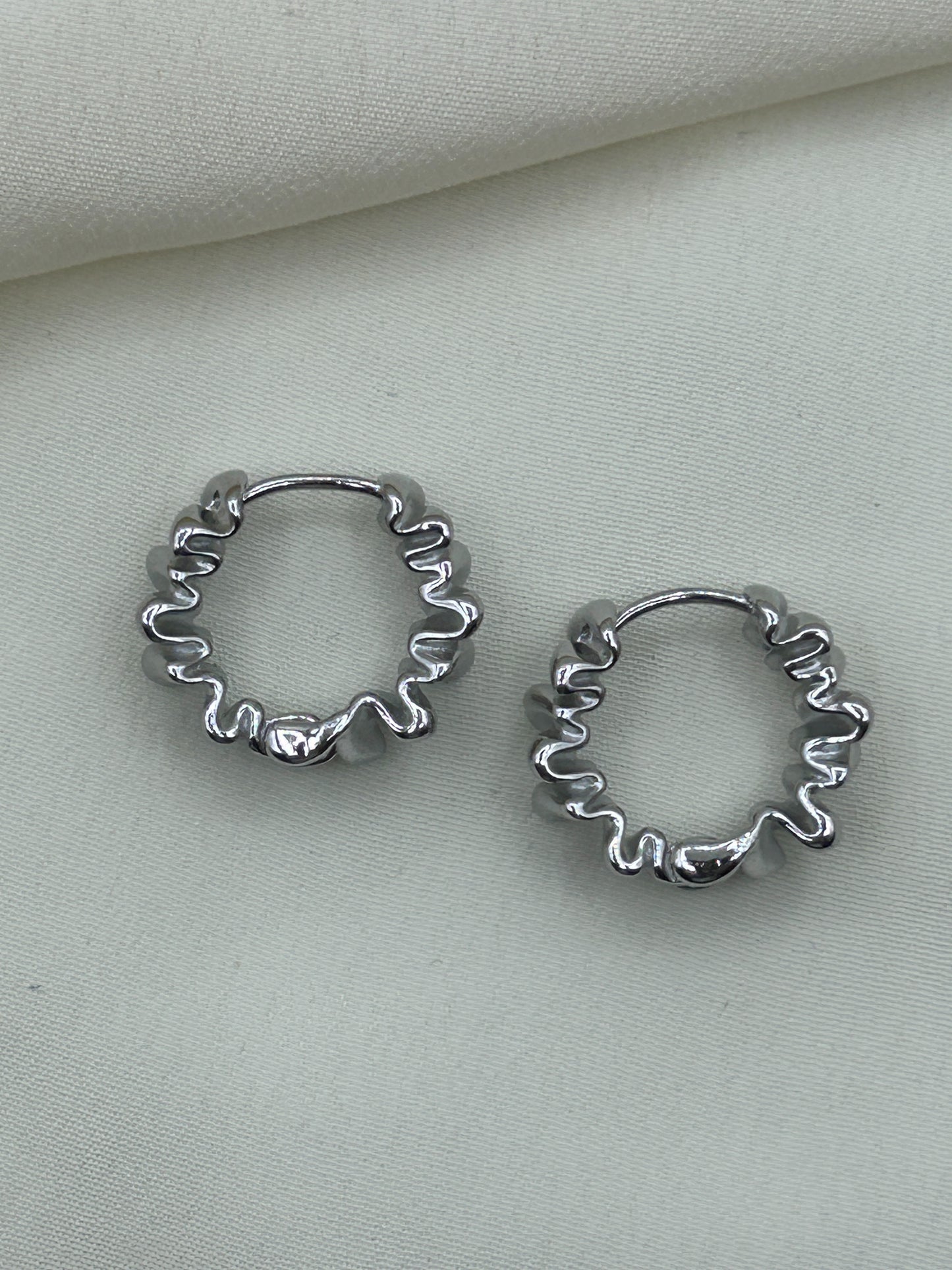 Folded Mini Hoops Earrings Silver