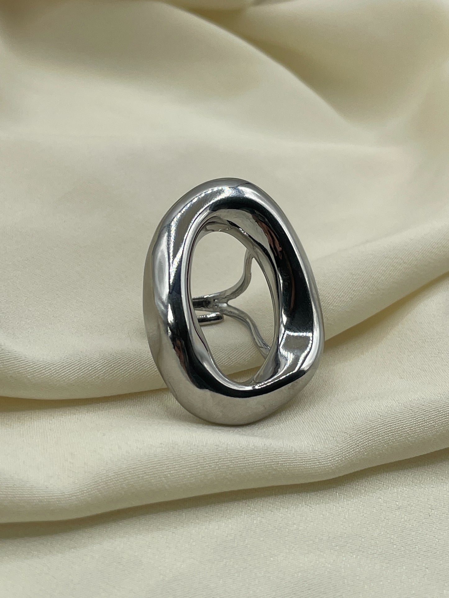 Huge Distorted Circle Silver Ring