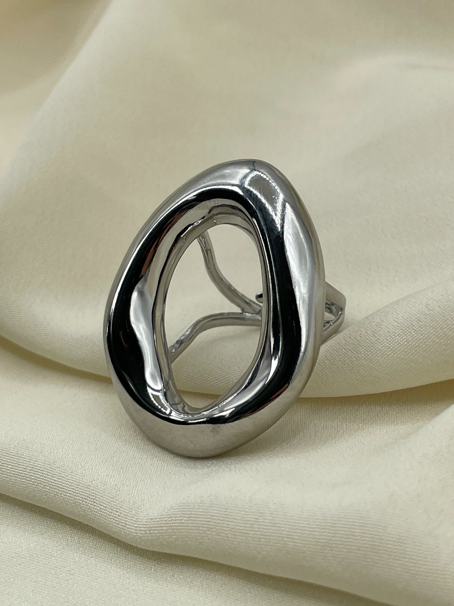 Huge Distorted Circle Silver Ring