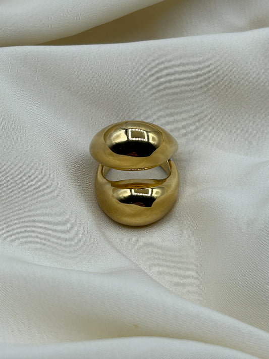 Giant Double Tear Ring Gold