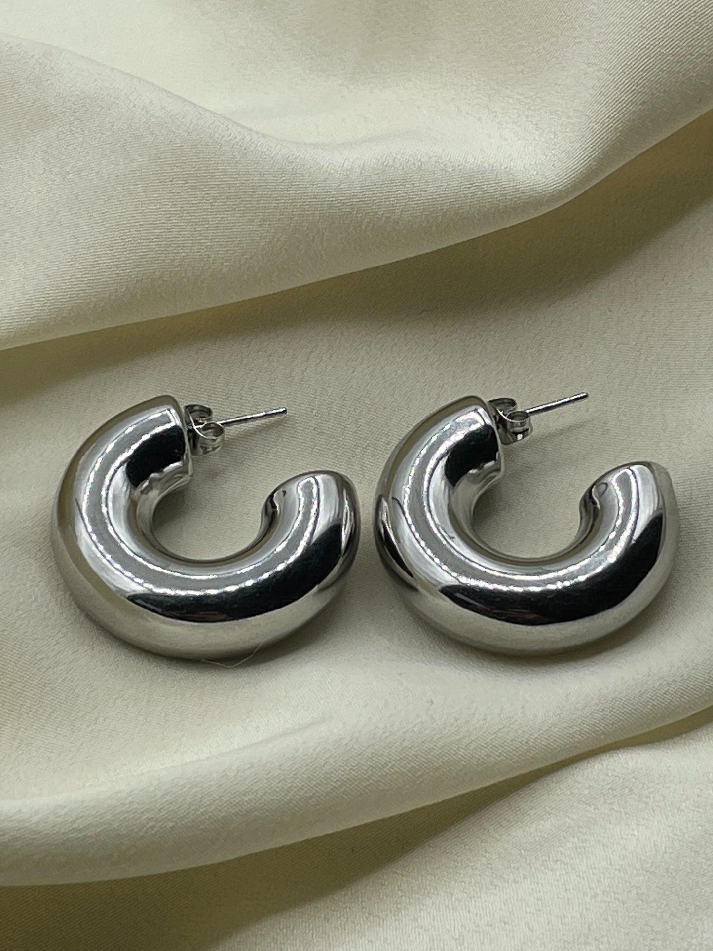 Giant Half Hoops Earrings Silver