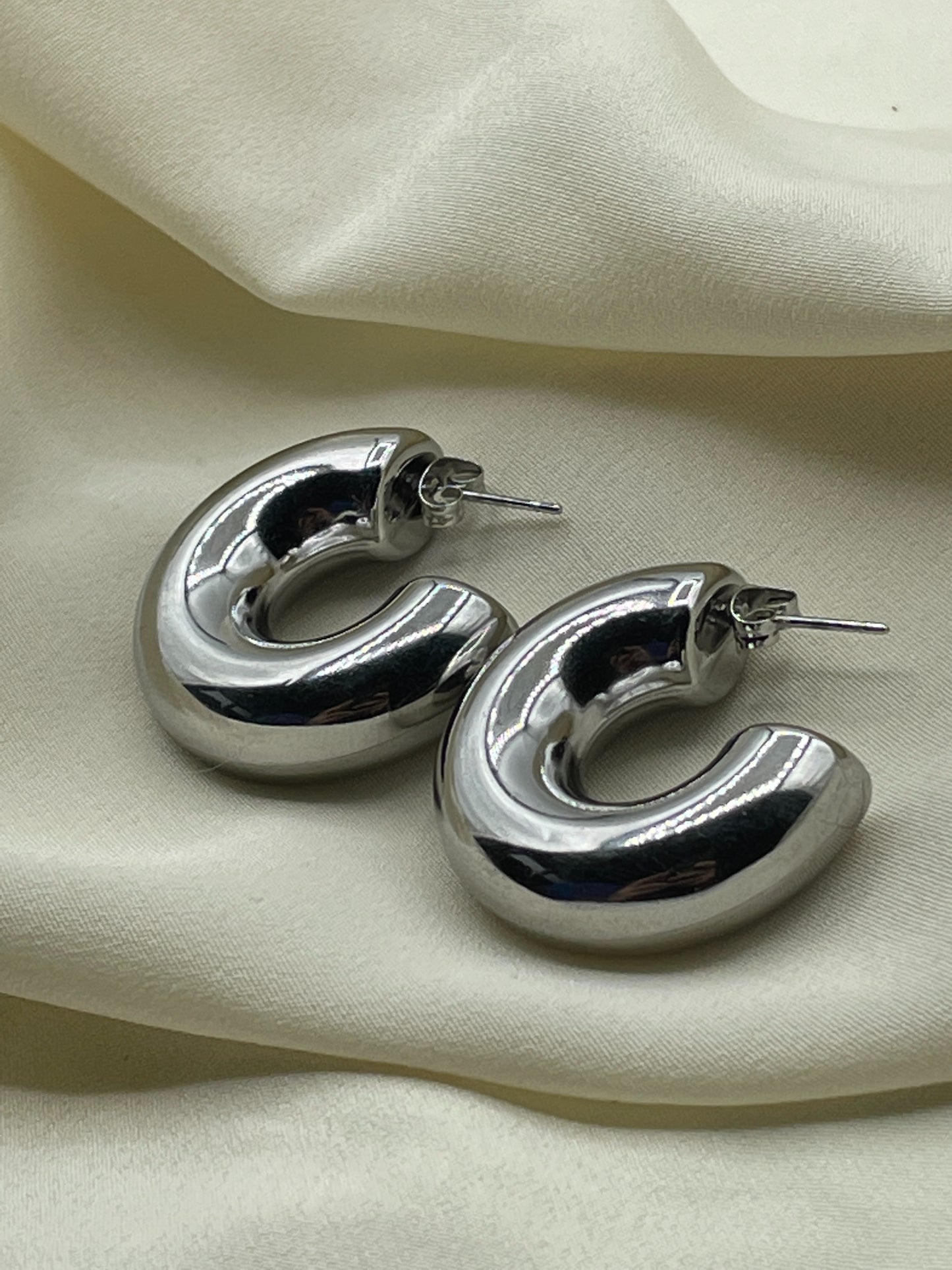 Giant Half Hoops Earrings Silver