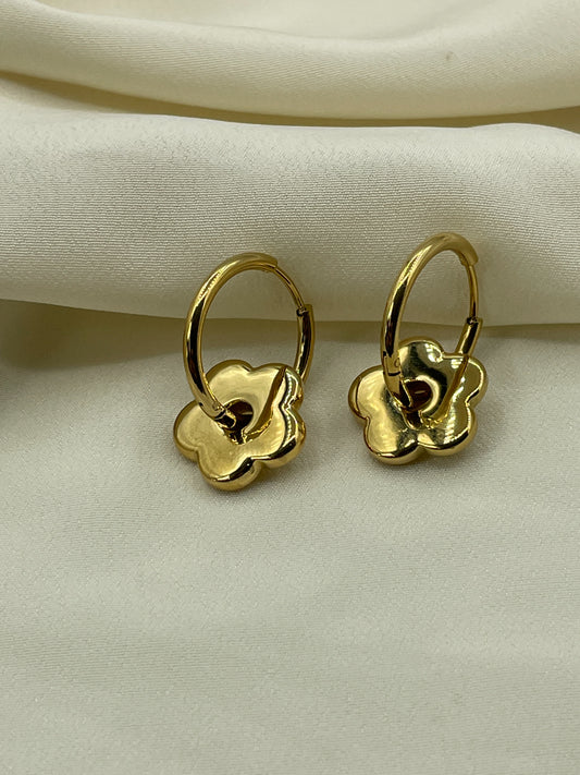 Golden Flower Pendant Earrings