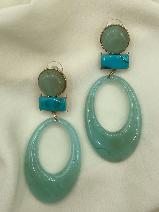 Green Large Pendant Earrings