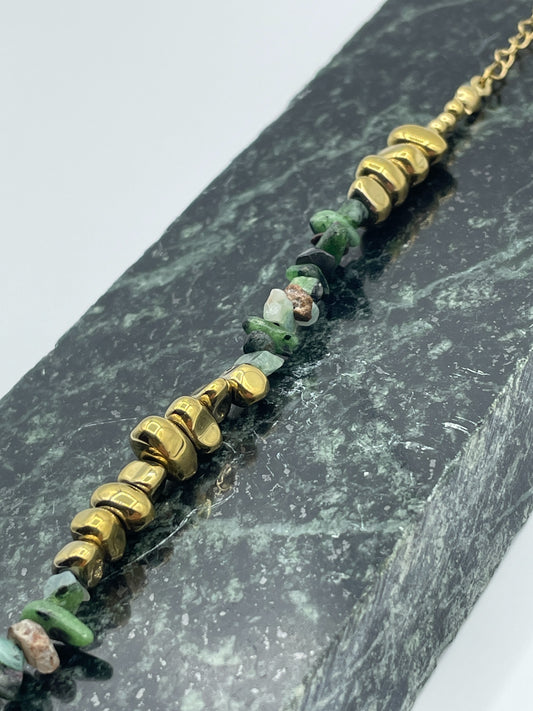 Green Stone & Gold Bracelet