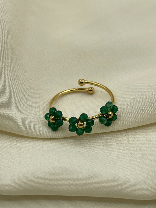 Green Triple Flower Rings