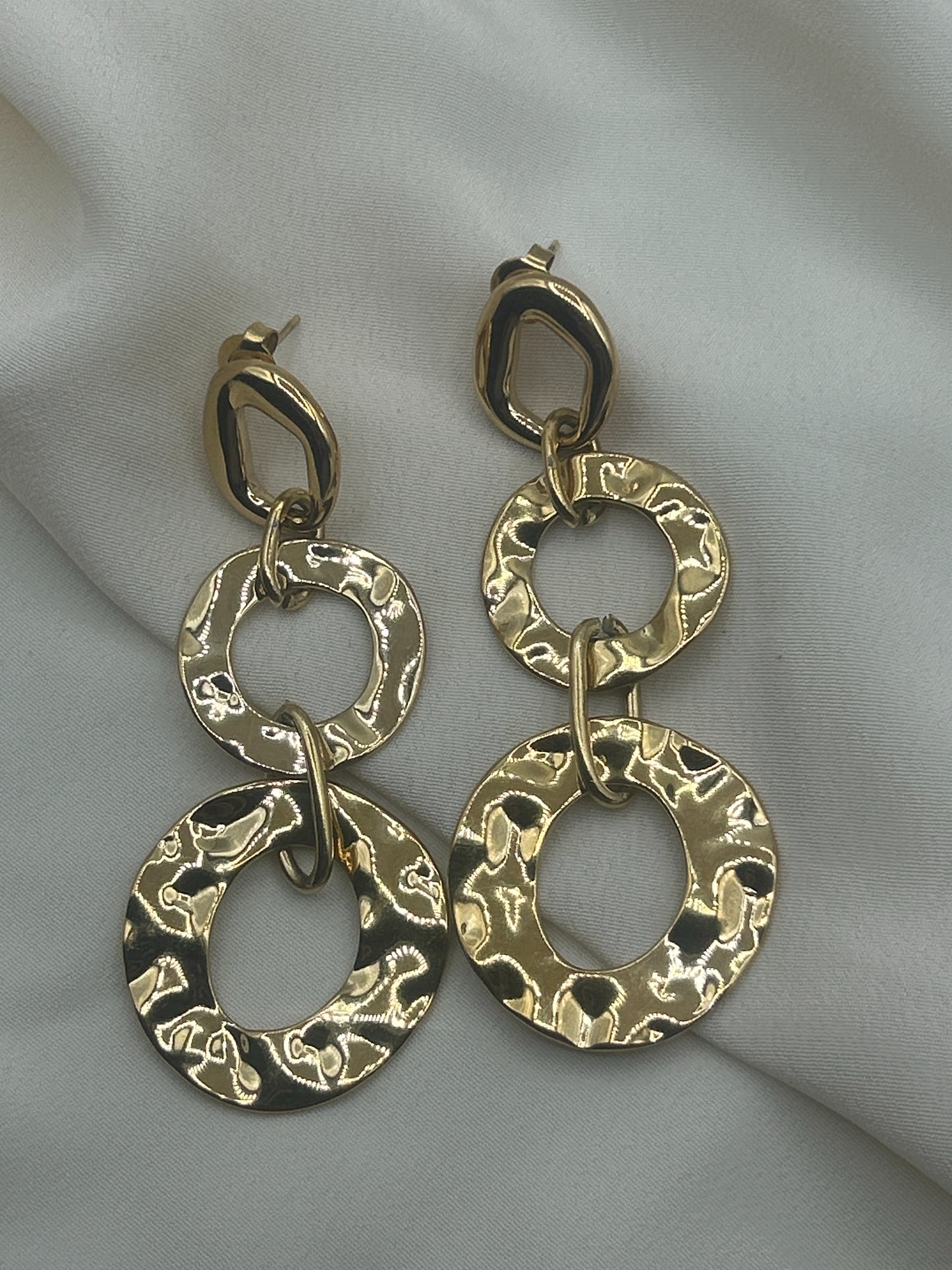 Hammered Double Circle Earrings Gold