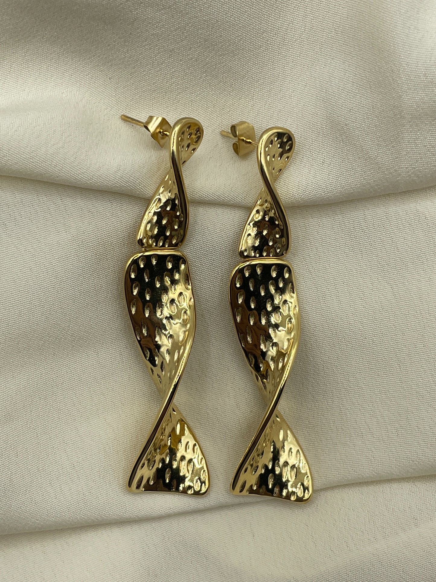 Hammered Twisted Pendant Earrings