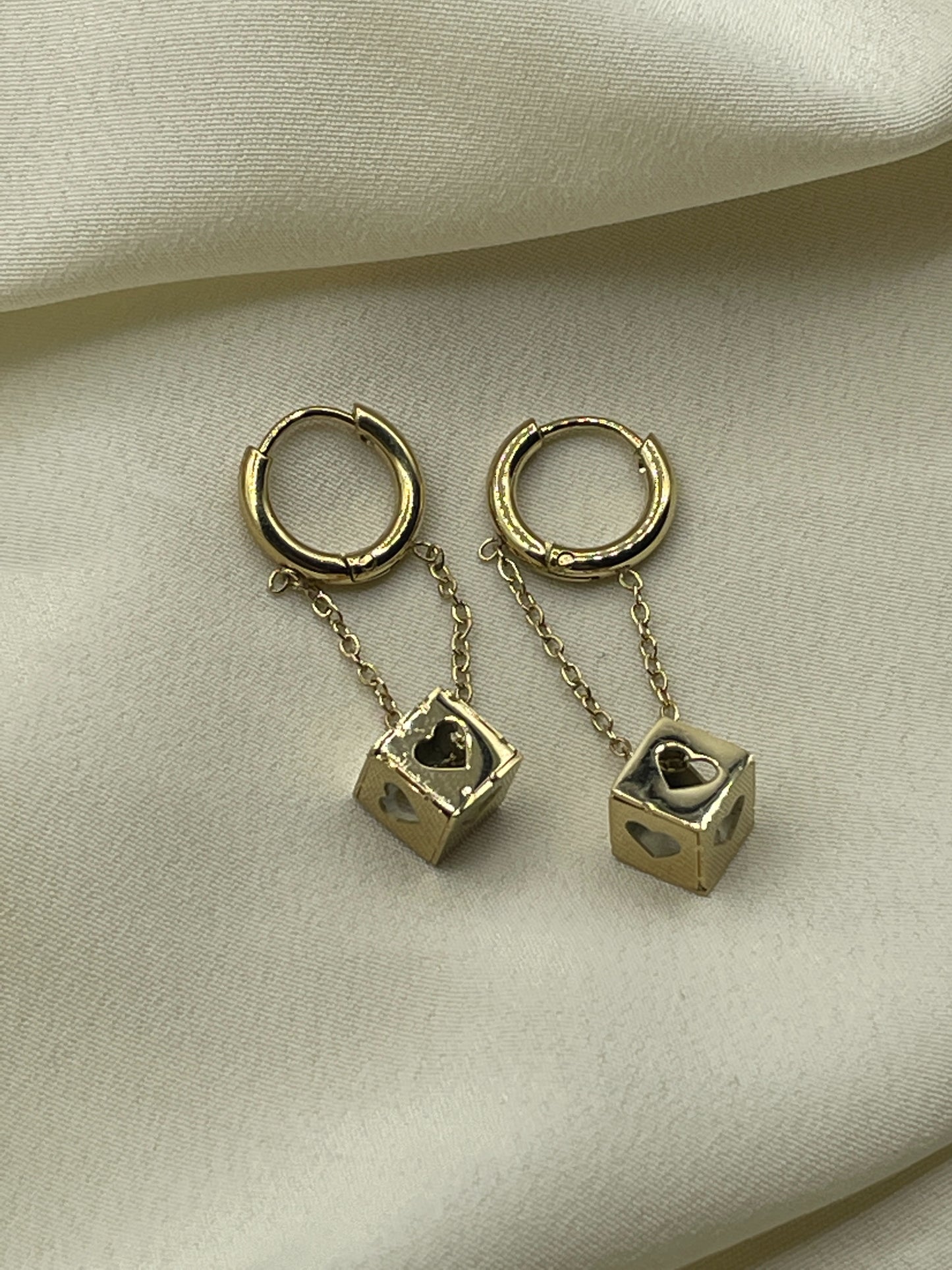 Hanging Dices Earrings Gold