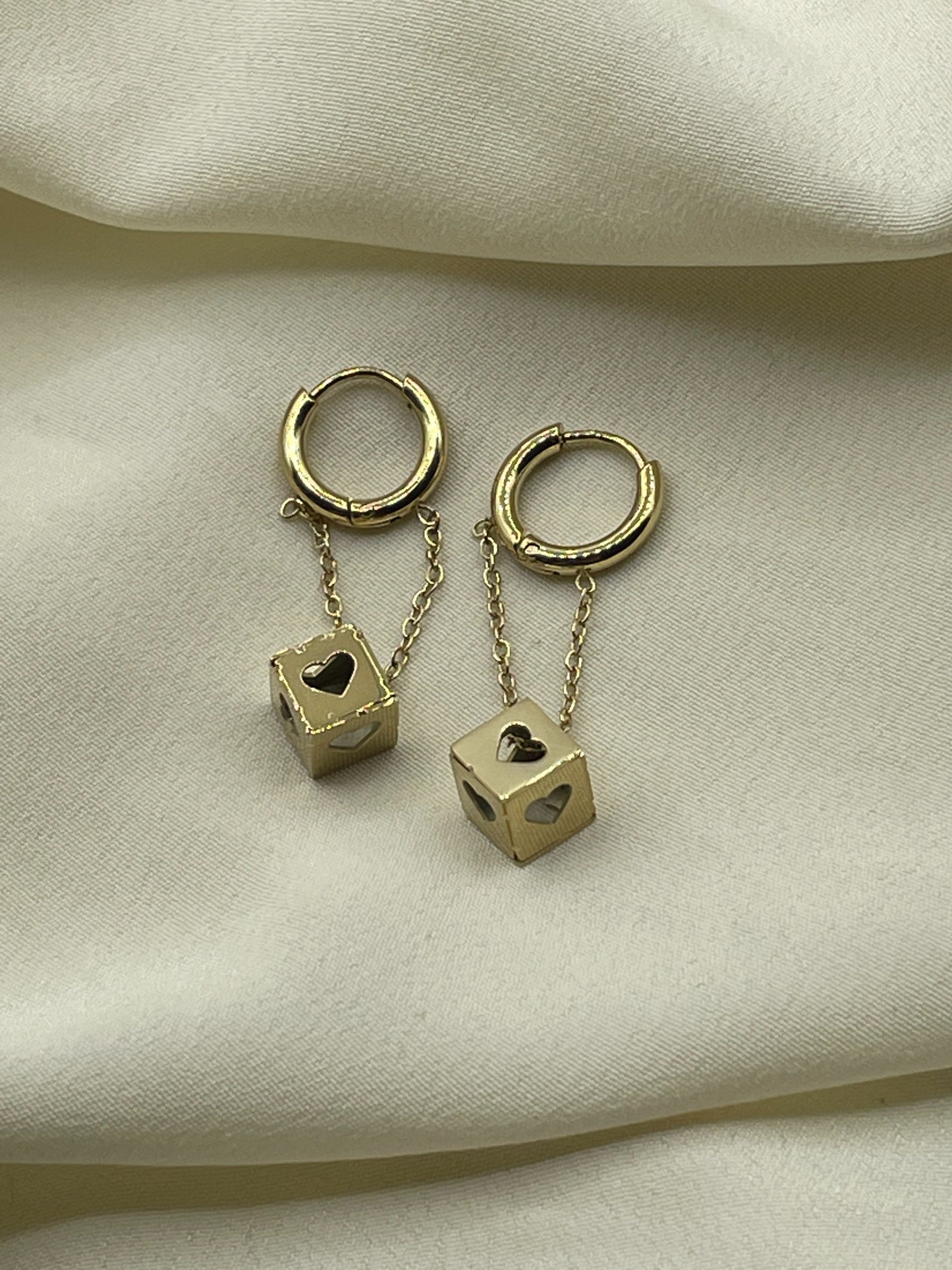 Hanging Dices Earrings Gold