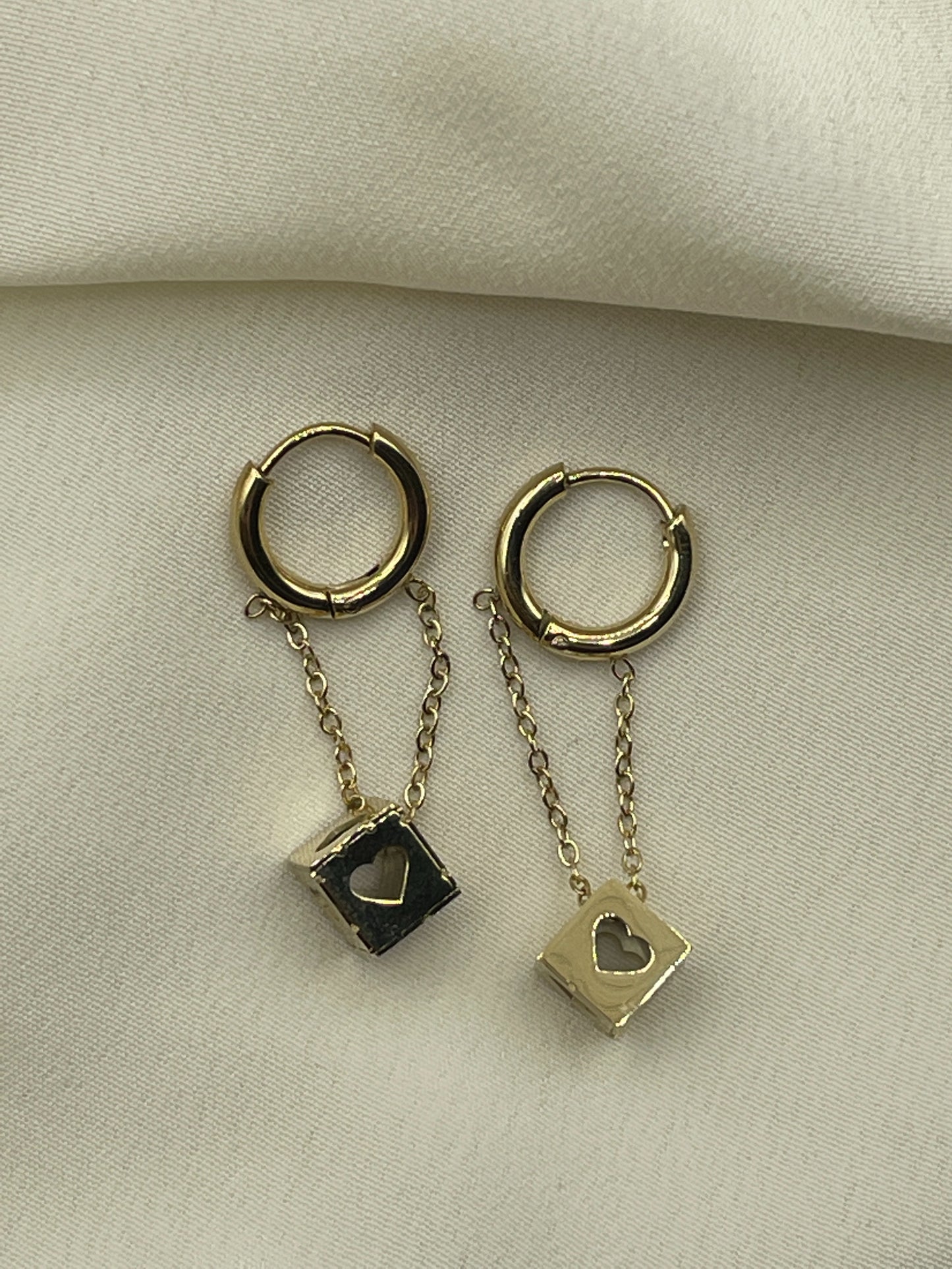 Hanging Dices Earrings Gold