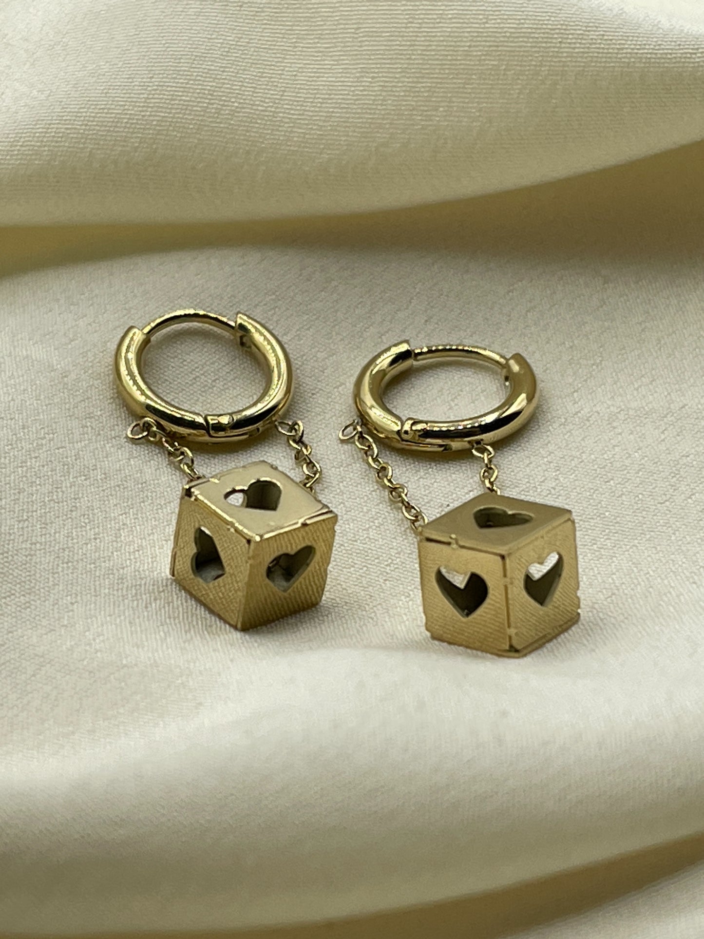 Hanging Dices Earrings Gold