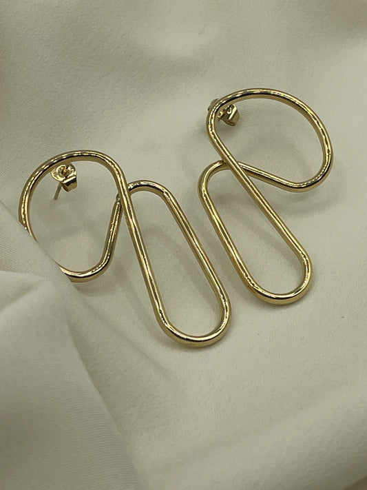 Abstract Line Earrings Gold
