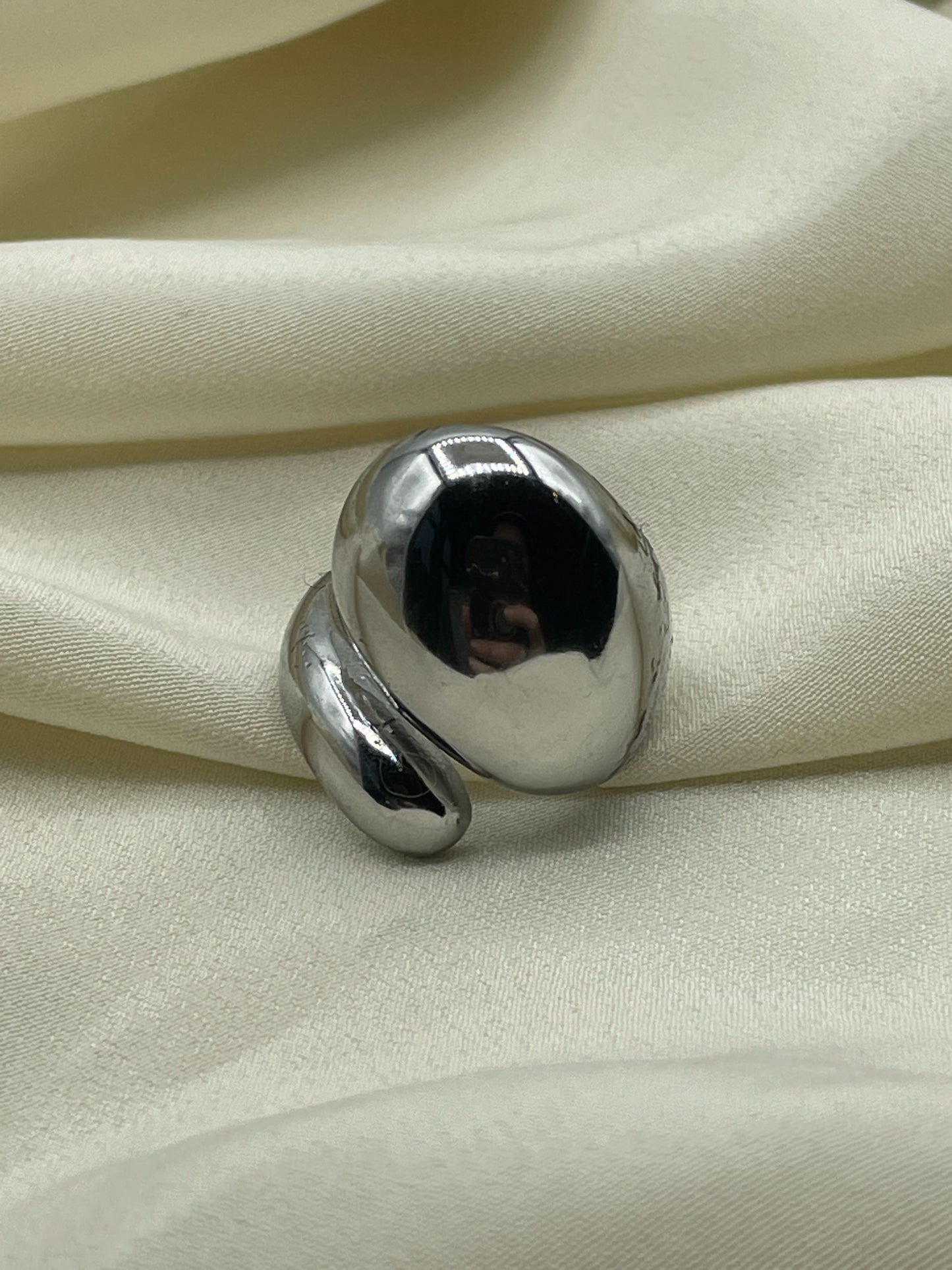 Irregular Large Rolled Ring Silver