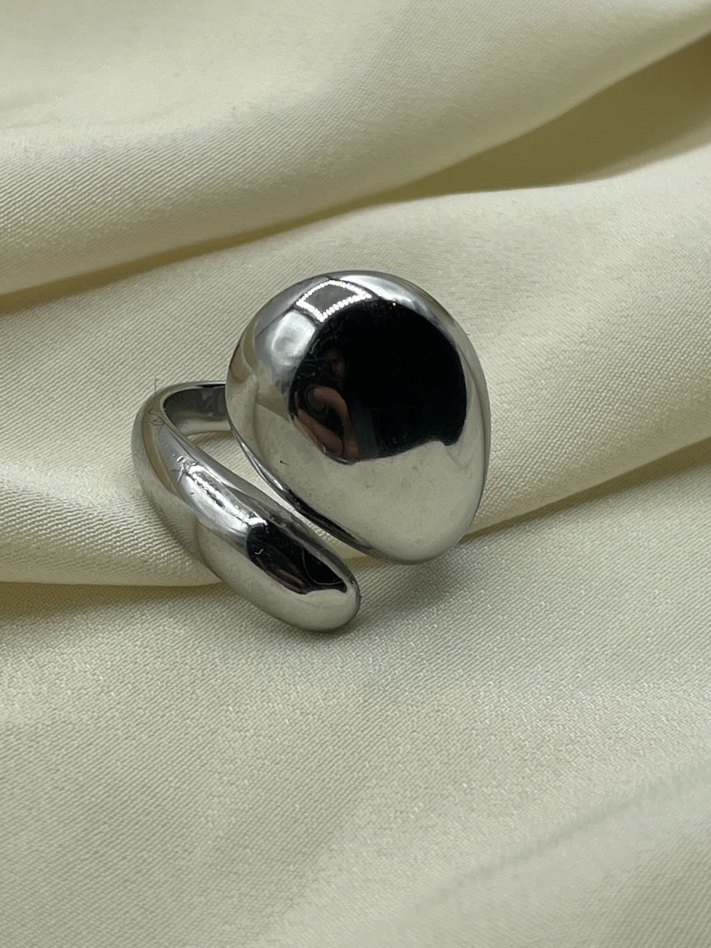 Irregular Large Rolled Ring Silver