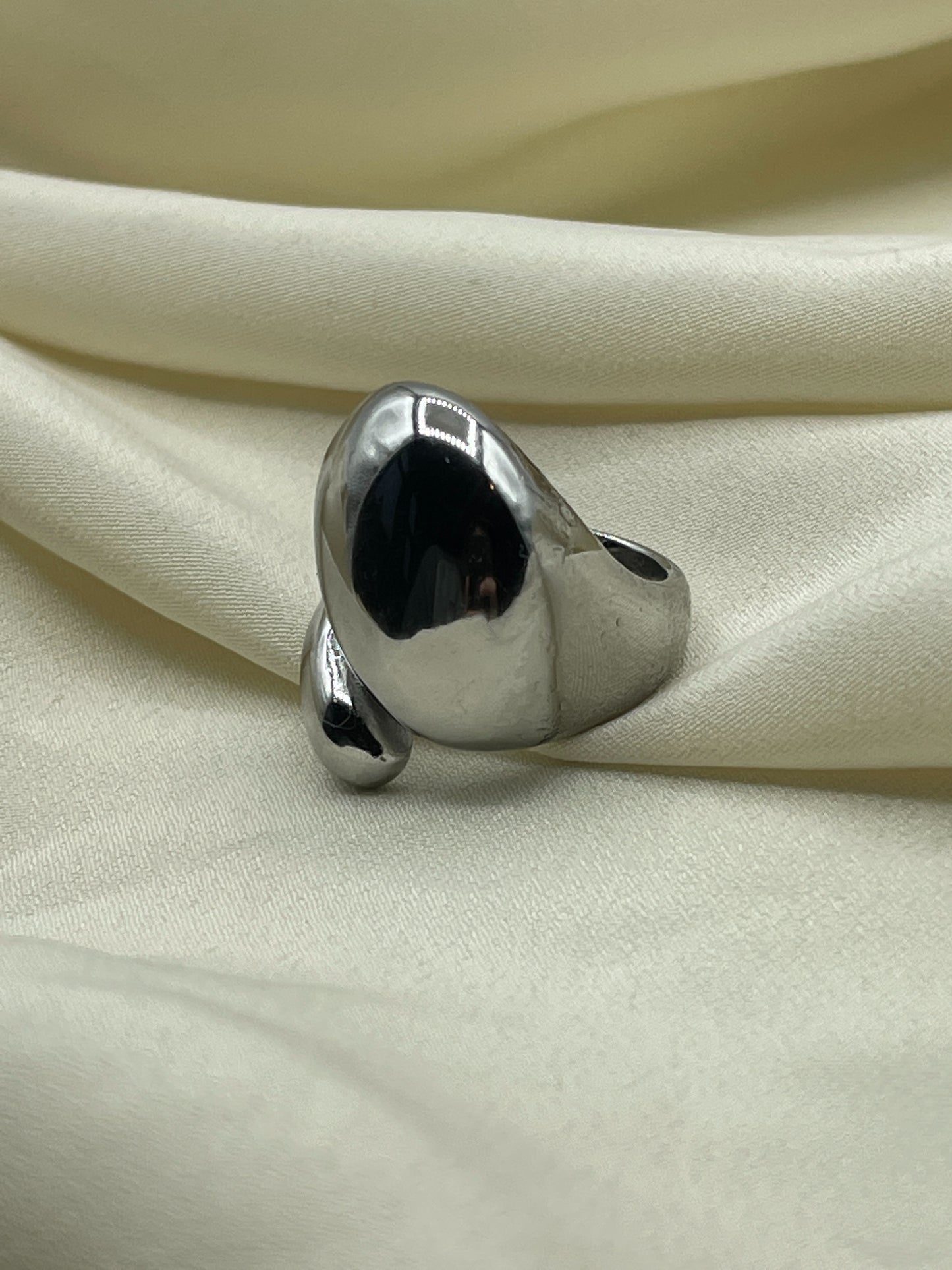 Irregular Large Rolled Ring Silver