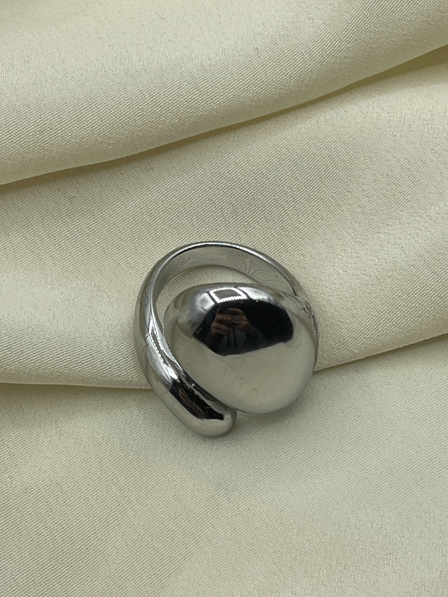 Irregular Large Rolled Ring Silver